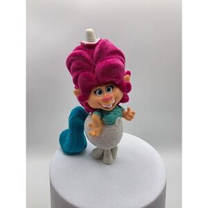 Trolls World Tour Flocked Delta Dawn Figurine Glitter Sparkle Teal Outfit  /D2